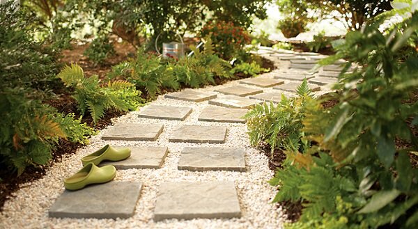 Paver and Pebble Garden Path